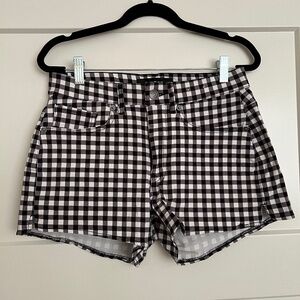 Gingham Print High Rise Shortie Shorts - NWOT